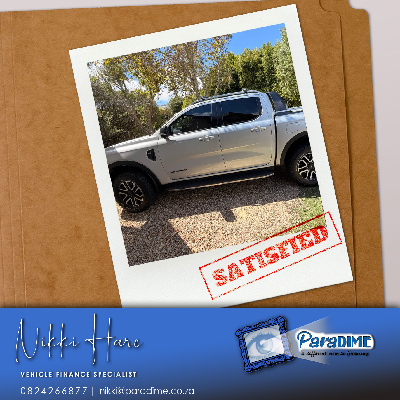 Client satisfaction is always the goal. ✔️
Another successful vehicle finance journey completed.
If you're looking to finance your next car, I’d love to help. Get in touch today! #VehicleFinance #CarFinanceSA #VehicleFinanceSpecialist #FinanceMadeSimple #StressFreeFinance #SouthAfricaBusiness #CarUpgrade #NikkiHare #ParadimeFinance #FinanceSupport # FinanceWithHeart #Approved